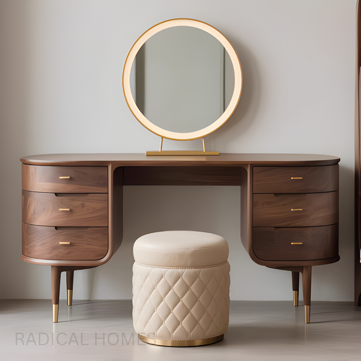 SETENA Black Walnut Wood Vanity Table