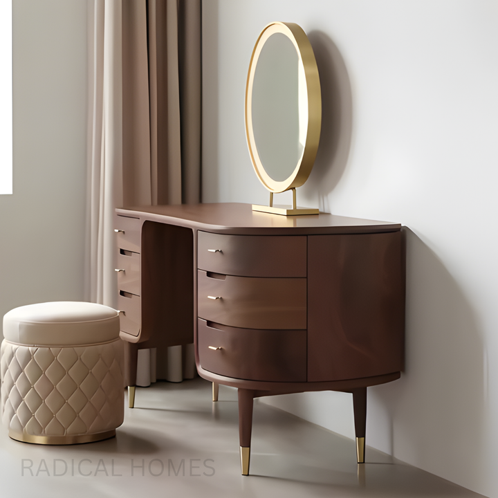 SETENA Black Walnut Wood Vanity Table