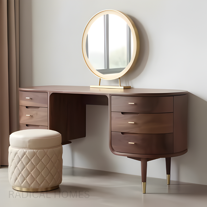 SETENA Black Walnut Wood Vanity Table