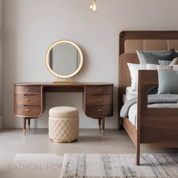 SETENA Black Walnut Wood Vanity Table