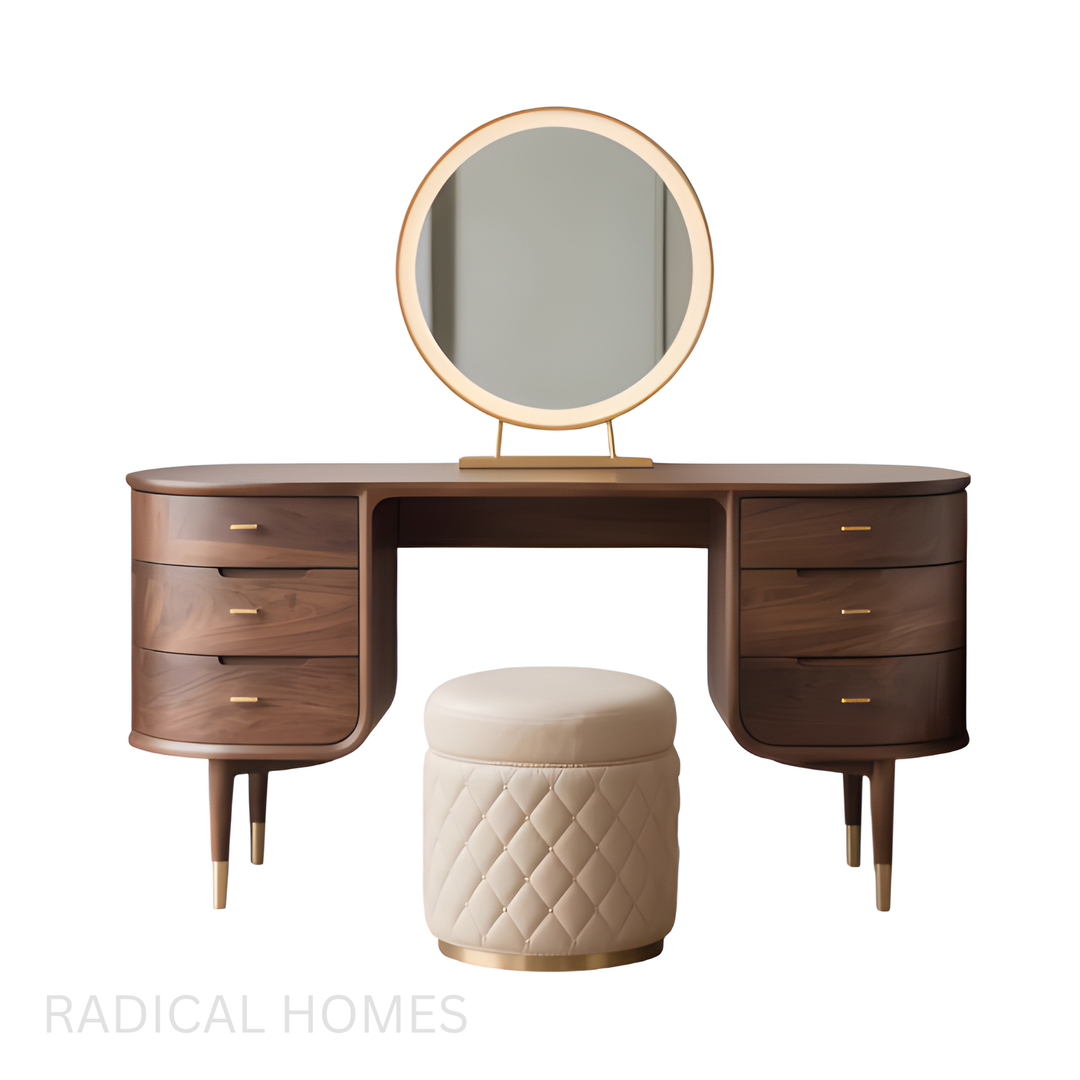 SETENA Black Walnut Wood Vanity Table