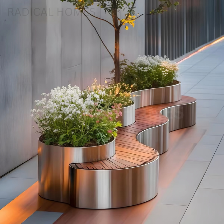 LENO Modern Outdoor Curved Bench