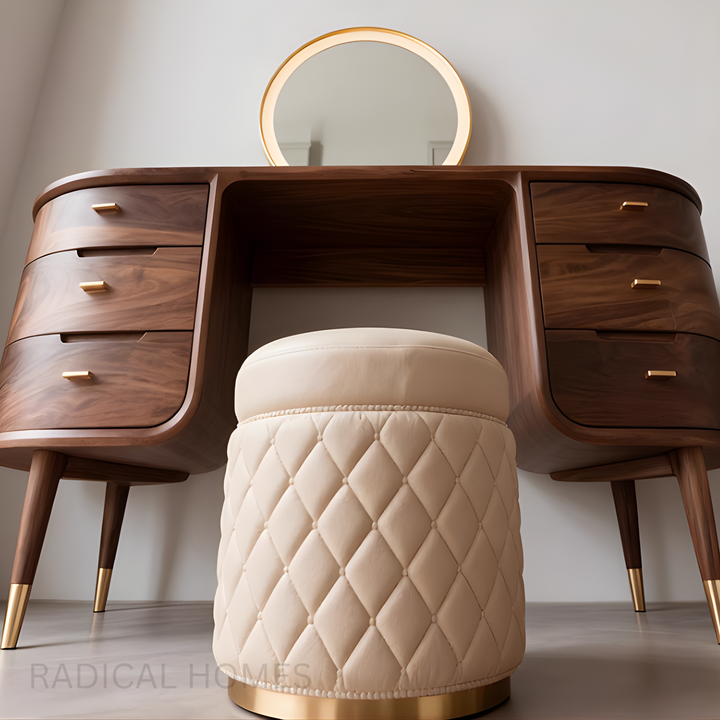 SETENA Black Walnut Wood Vanity Table