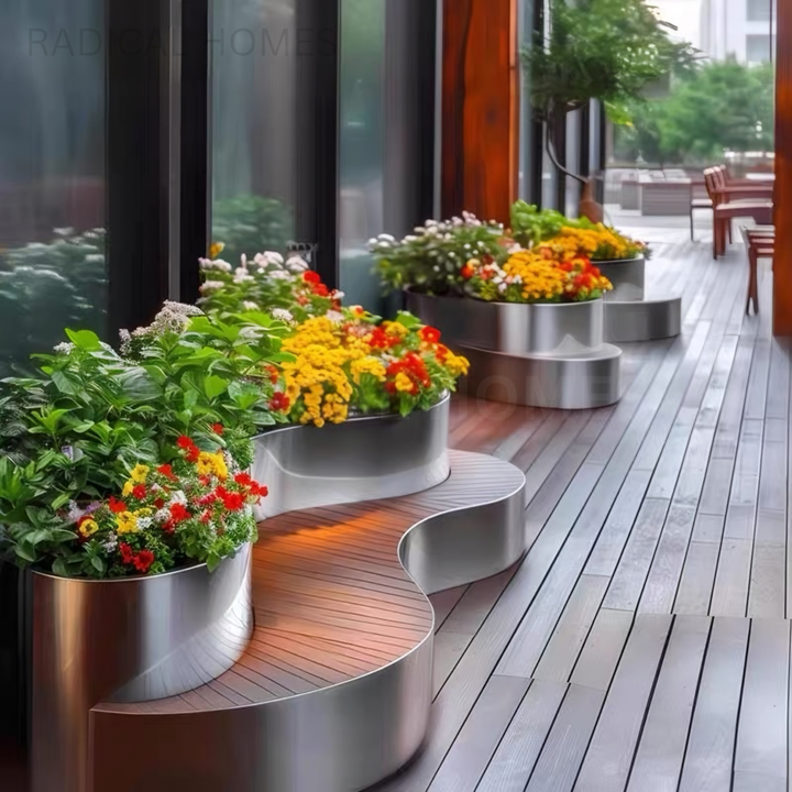 LENO Modern Outdoor Curved Bench