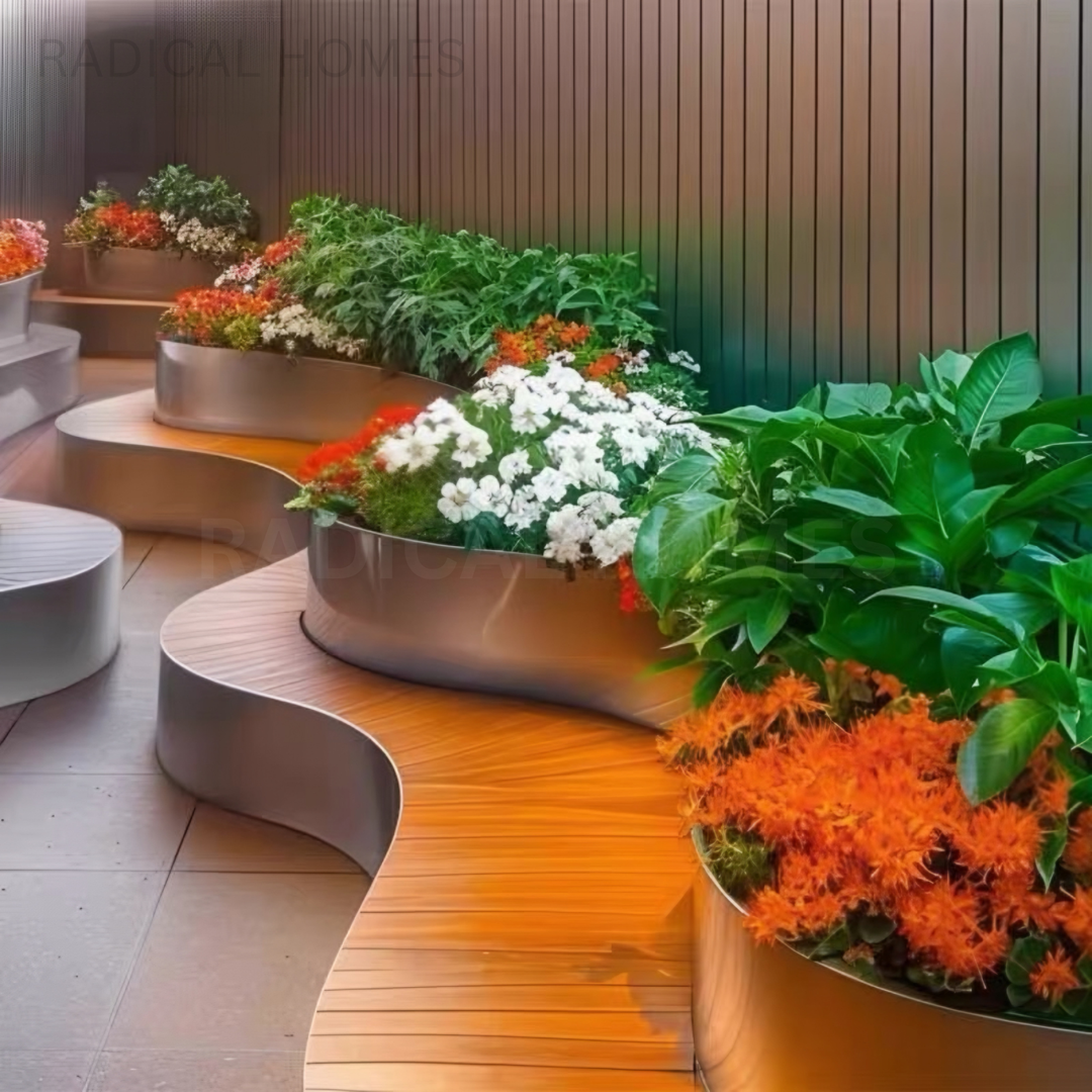 LENO Modern Outdoor Curved Bench