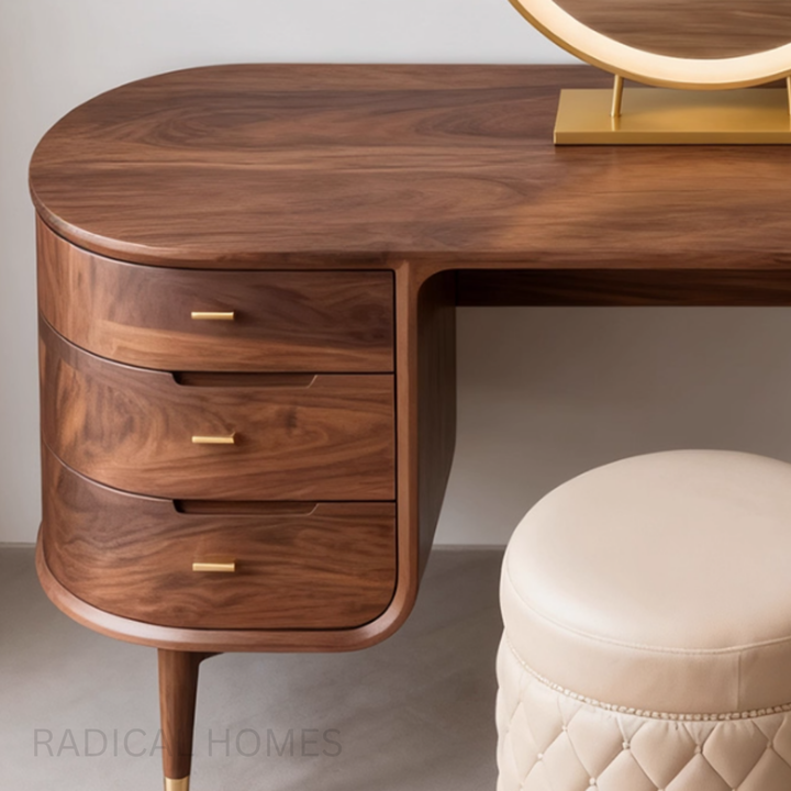 SETENA Black Walnut Wood Vanity Table