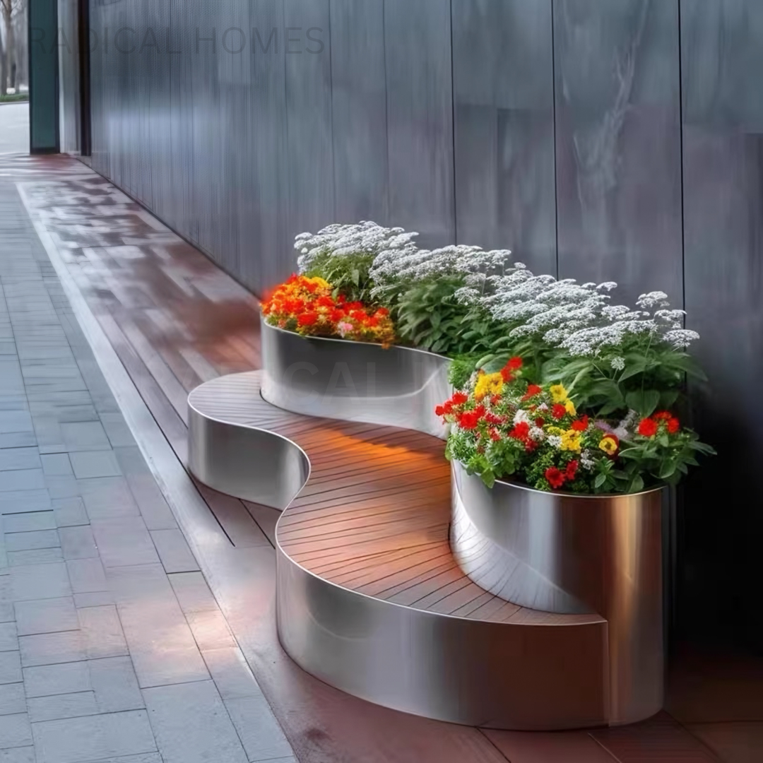 LENO Modern Outdoor Curved Bench