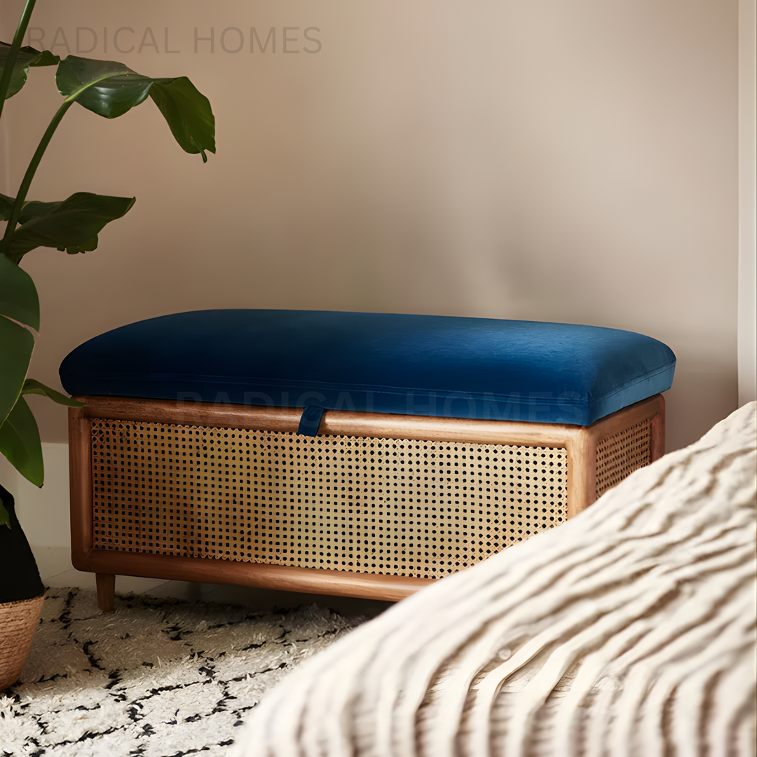 TOLE Vintage Rattan Storage Bench - Radical Homes Singapore