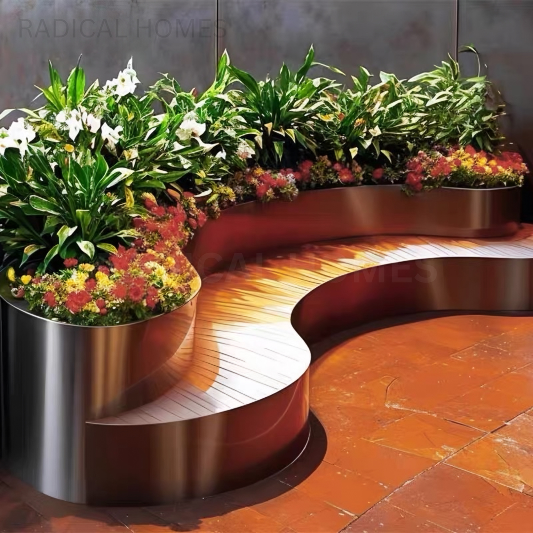 LENO Modern Outdoor Curved Bench