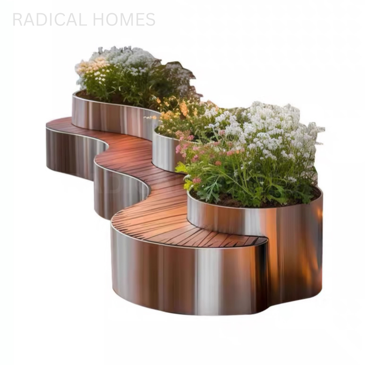LENO Modern Outdoor Curved Bench