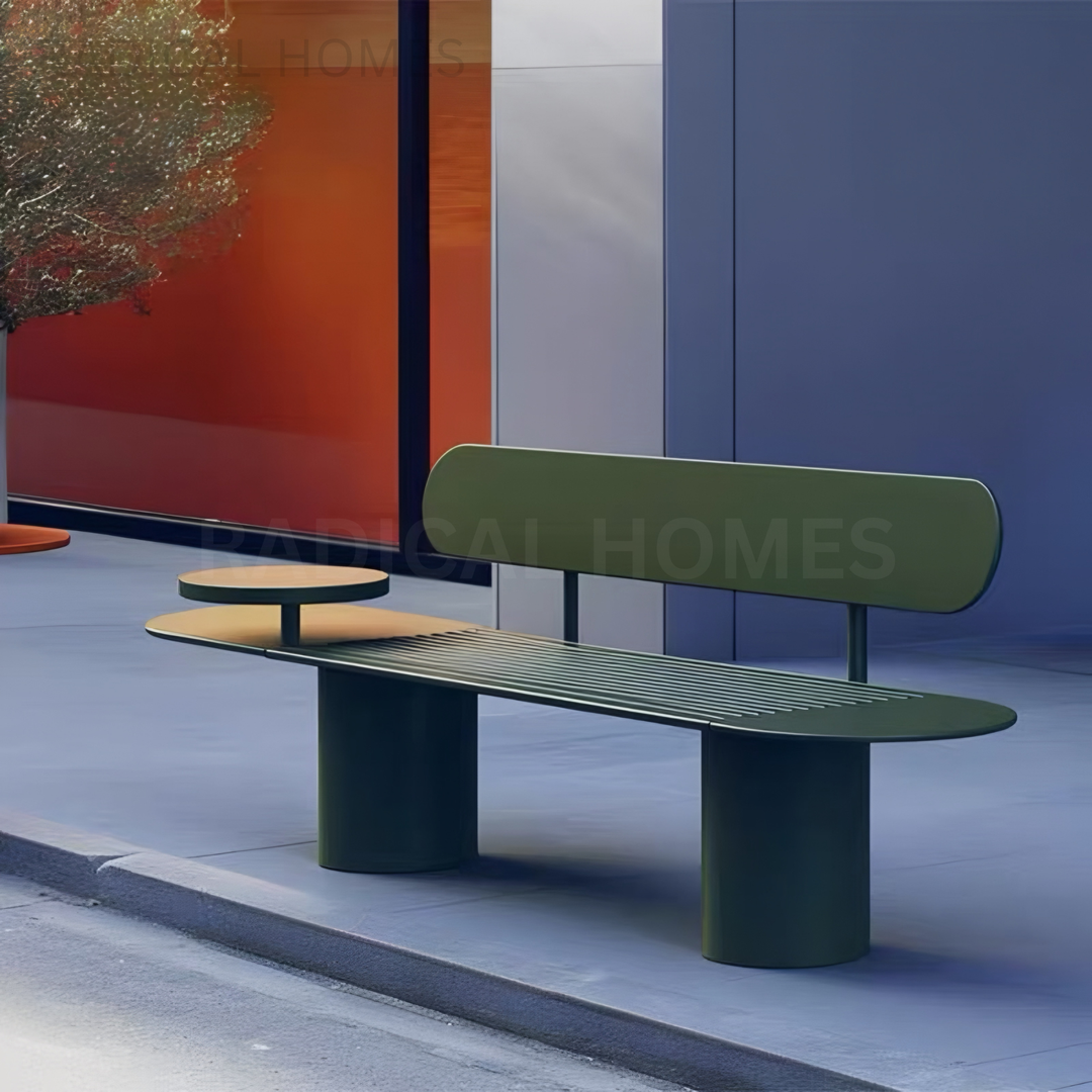 AURDEN Modern Outdoor Curved Bench