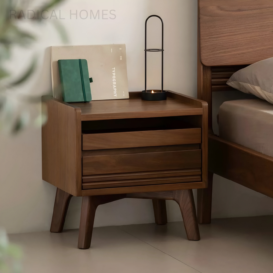 KAVEN Rustic Solid Wood Bedside Table - Radical Homes Singapore