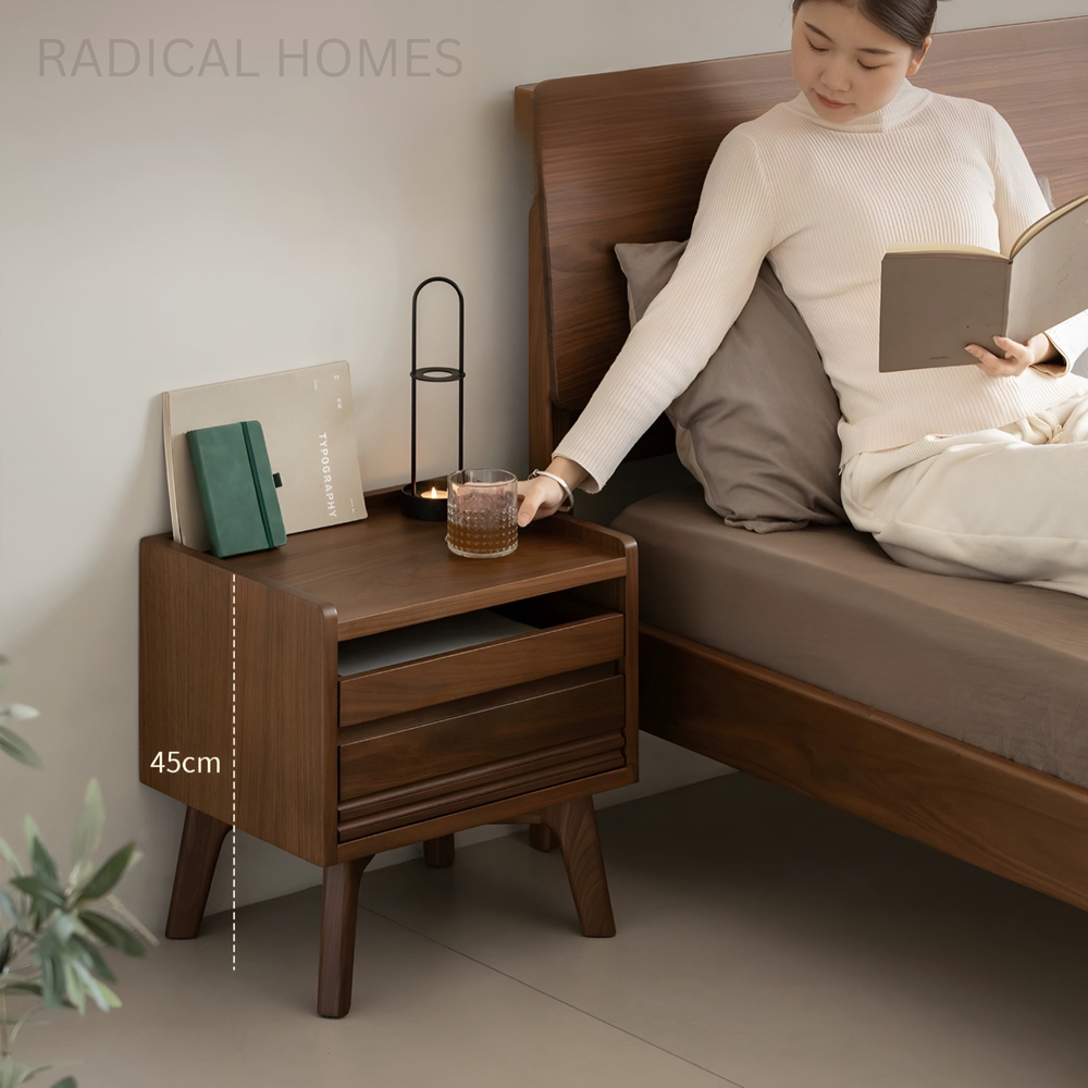 KAVEN Rustic Solid Wood Bedside Table - Radical Homes Singapore