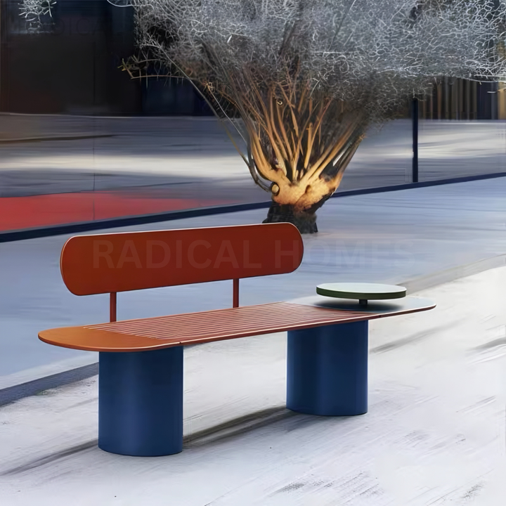 AURDEN Modern Outdoor Curved Bench