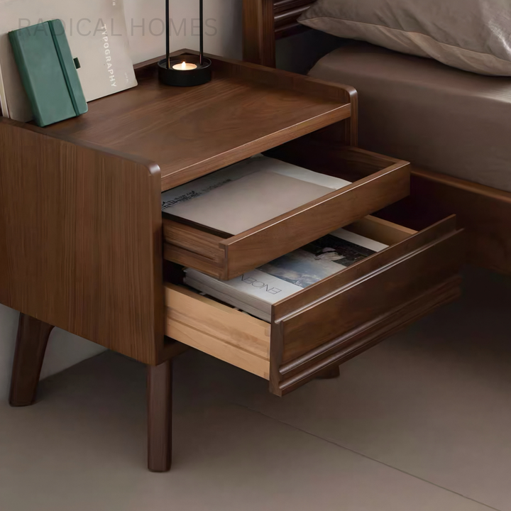 KAVEN Rustic Solid Wood Bedside Table - Radical Homes Singapore