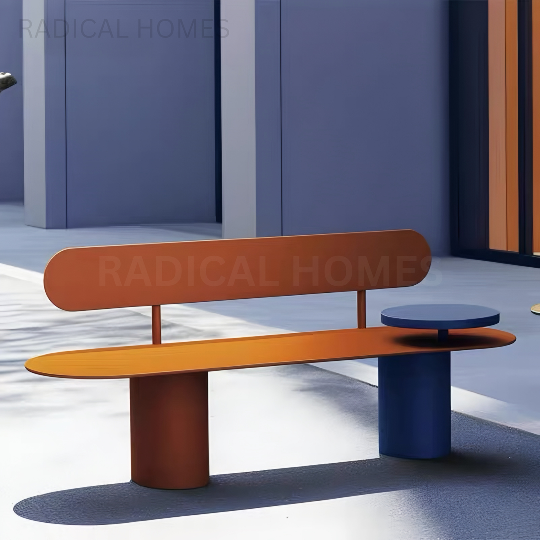 AURDEN Modern Outdoor Curved Bench