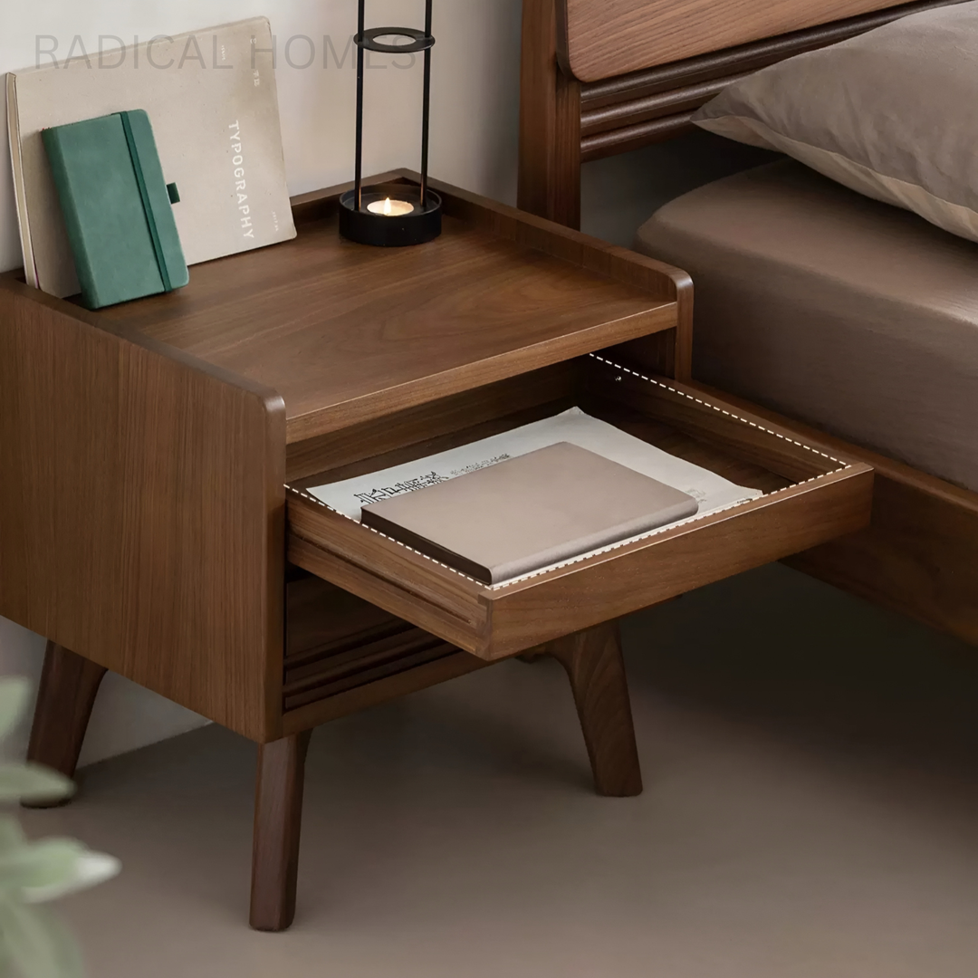KAVEN Rustic Solid Wood Bedside Table - Radical Homes Singapore
