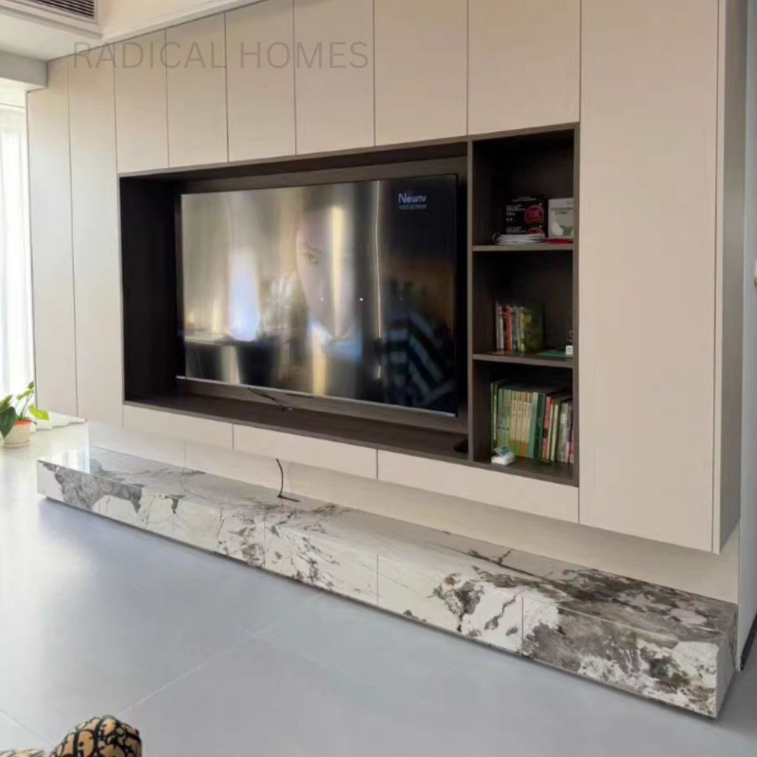 VEN Modern Travertine TV Console - Radical Homes Singapore