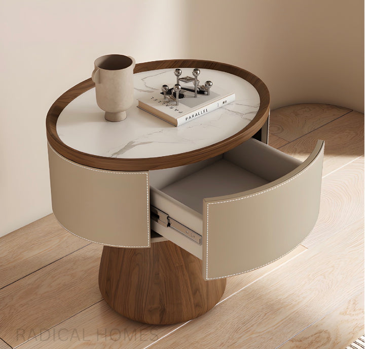 TINMA Modern Saddle Leather Bedside Table (INSTOCK)
