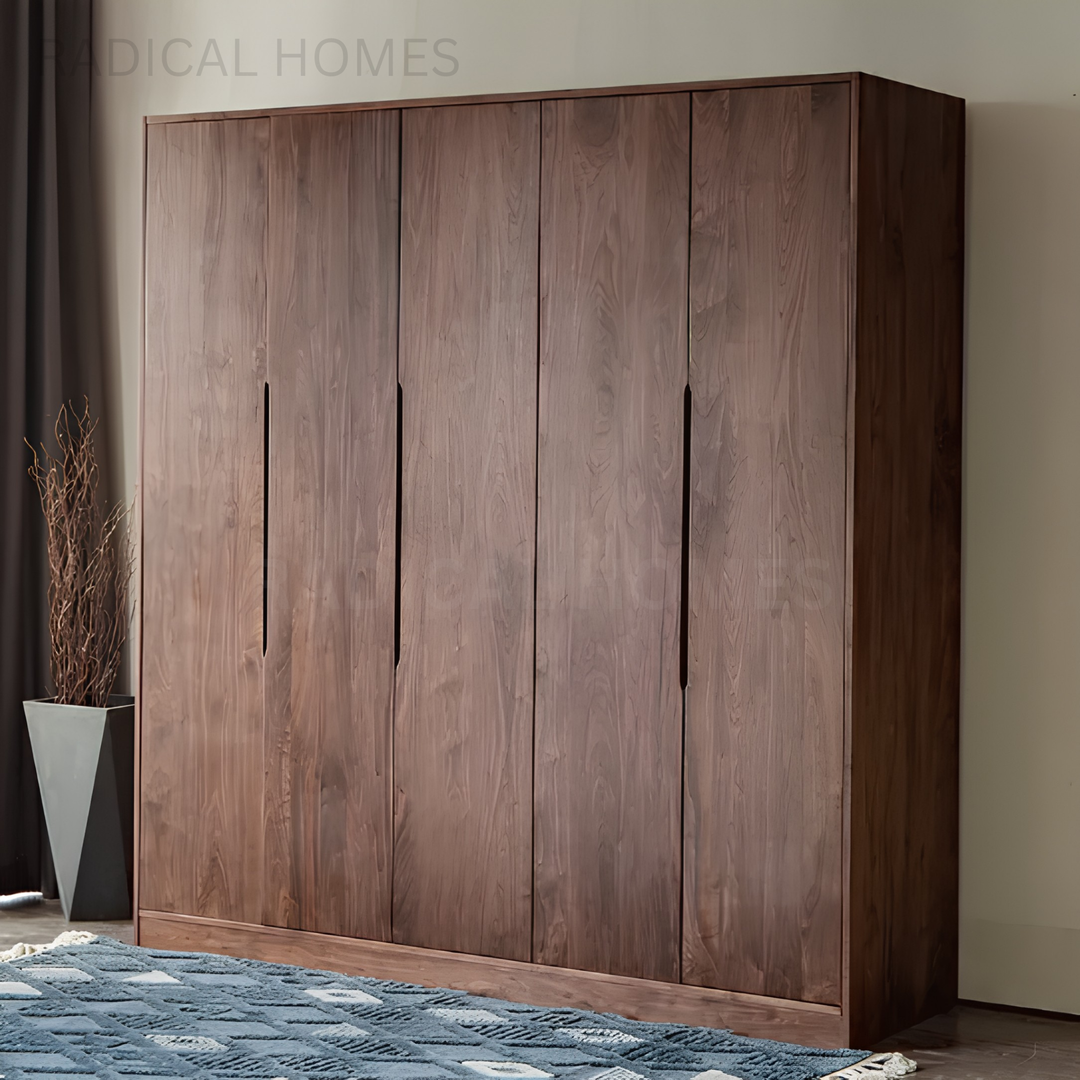 AOMI Modern Black Walnut Wood Wardrobe