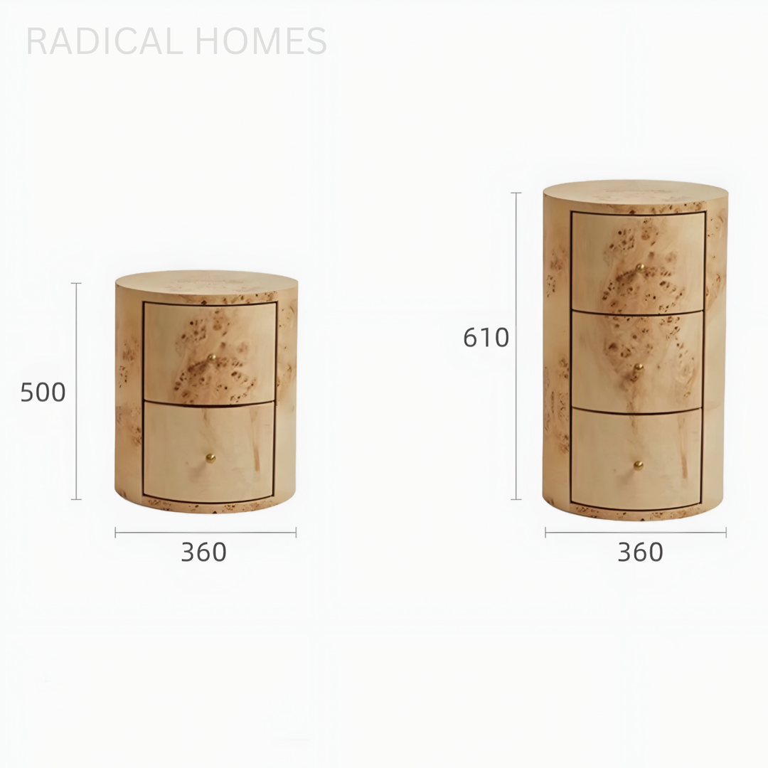 BELVINO Mappa Burl Bedside Table - Radical Homes Singapore