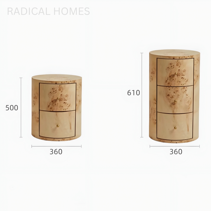 BELVINO Mappa Burl Bedside Table - Radical Homes Singapore