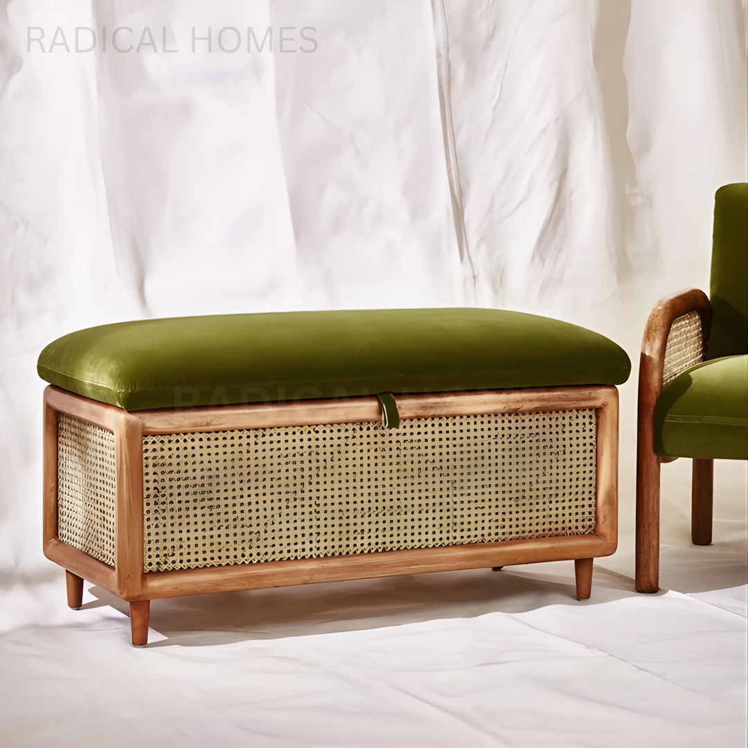 TOLE Vintage Rattan Storage Bench - Radical Homes Singapore