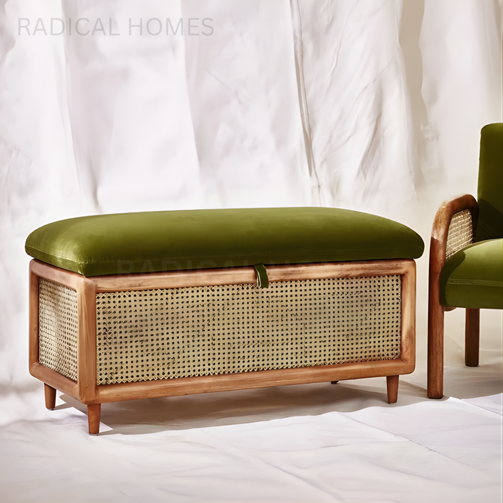 TOLE Vintage Rattan Storage Bench - Radical Homes Singapore