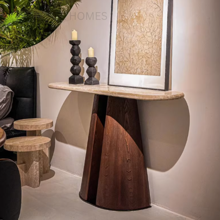 ARA Modern Travertine Console Table