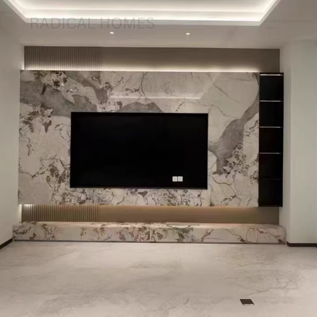 VEN Modern Travertine TV Console - Radical Homes Singapore