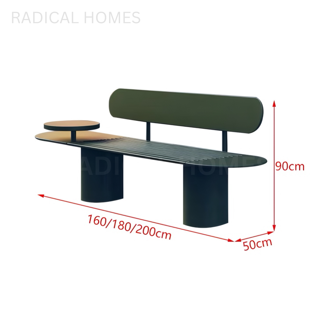 AURDEN Modern Outdoor Curved Bench
