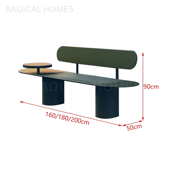 AURDEN Modern Outdoor Curved Bench