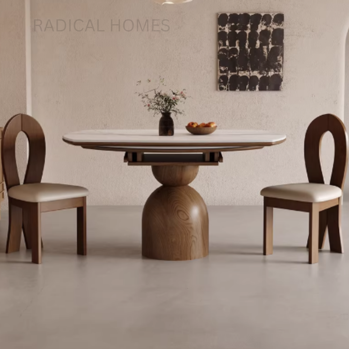 ANDY Modern Sintered Stone Extendable Round Dining Table - Radical Homes Singapore