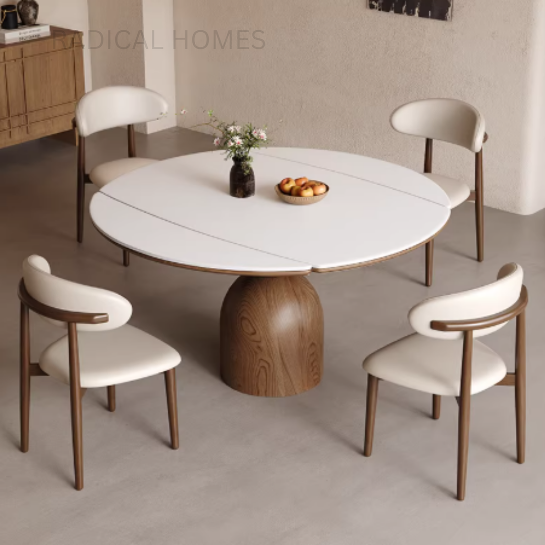 ANDY Modern Sintered Stone Extendable Round Dining Table - Radical Homes Singapore