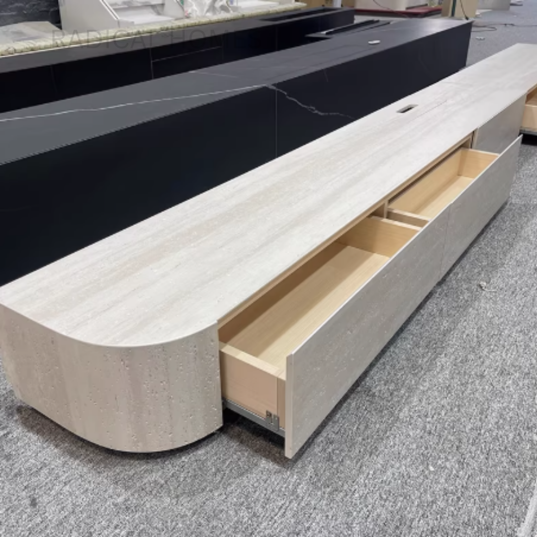 VEN Modern Travertine TV Console - Radical Homes Singapore