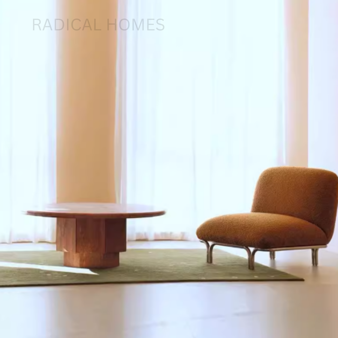 ABI Red Travertine Round Coffee Table