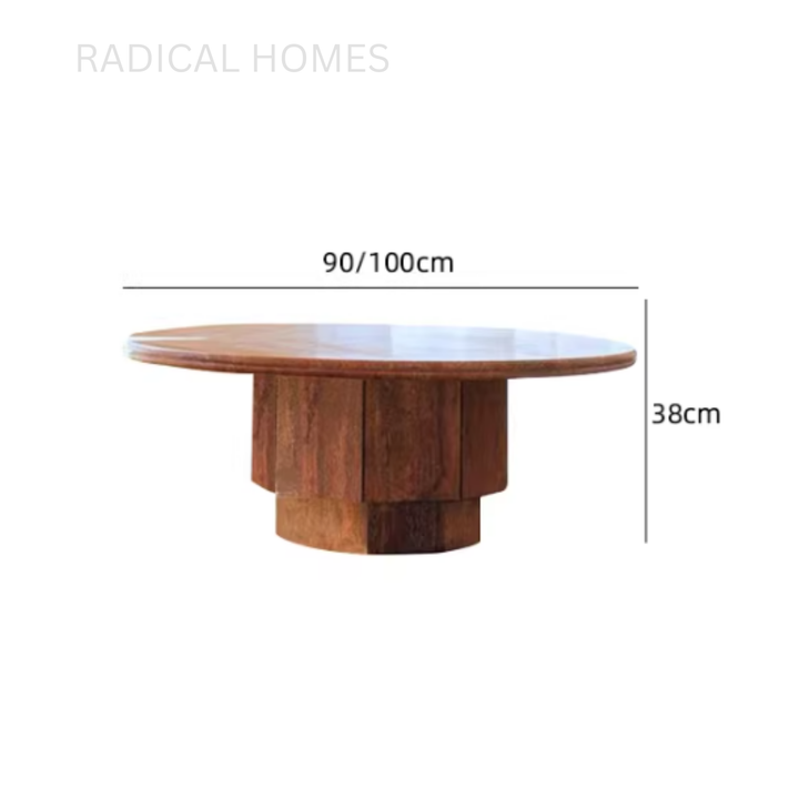 ABI Red Travertine Round Coffee Table