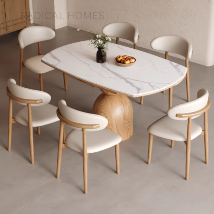 ANDY Modern Sintered Stone Extendable Round Dining Table - Radical Homes Singapore