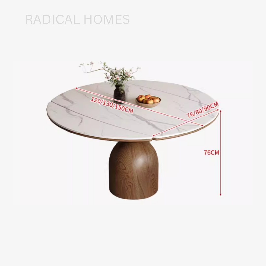 ANDY Modern Sintered Stone Extendable Round Dining Table - Radical Homes Singapore