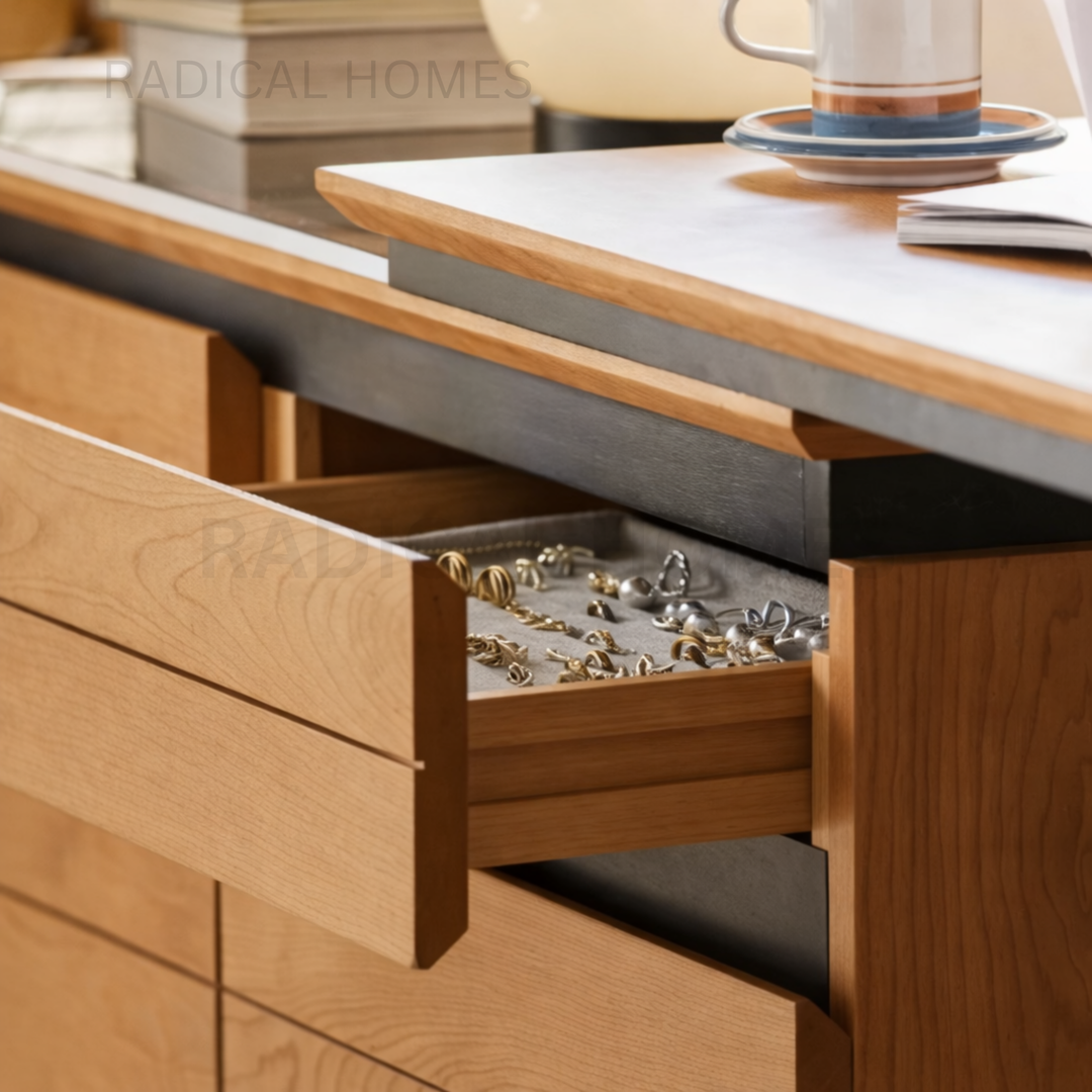STELLA Modern Solid Wood Vanity Table with Chest of Drawers - Radical Homes Singapore