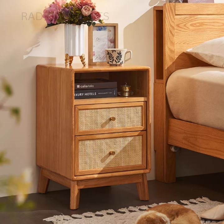 KAVREN Rattan Bedside Table