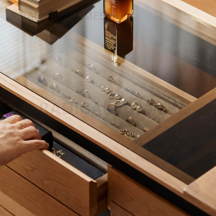 STELLA Modern Solid Wood Vanity Table with Chest of Drawers - Radical Homes Singapore