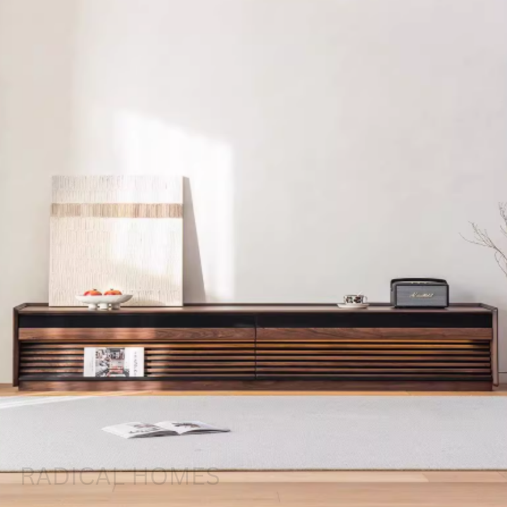 RAVIO Black Walnut Wood TV Console - Radical Homes Singapore