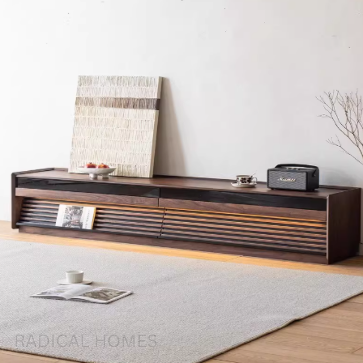 RAVIO Black Walnut Wood TV Console - Radical Homes Singapore