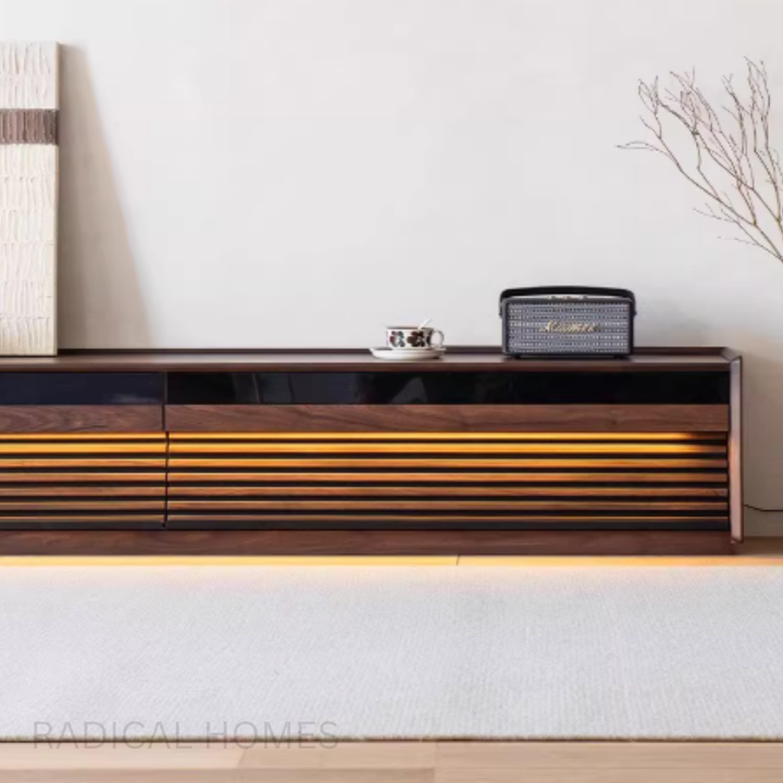 RAVIO Black Walnut Wood TV Console - Radical Homes Singapore