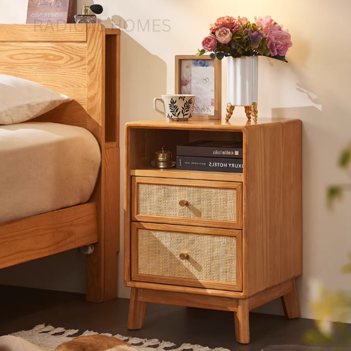 KAVREN Rattan Bedside Table