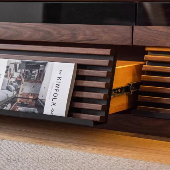 RAVIO Black Walnut Wood TV Console - Radical Homes Singapore
