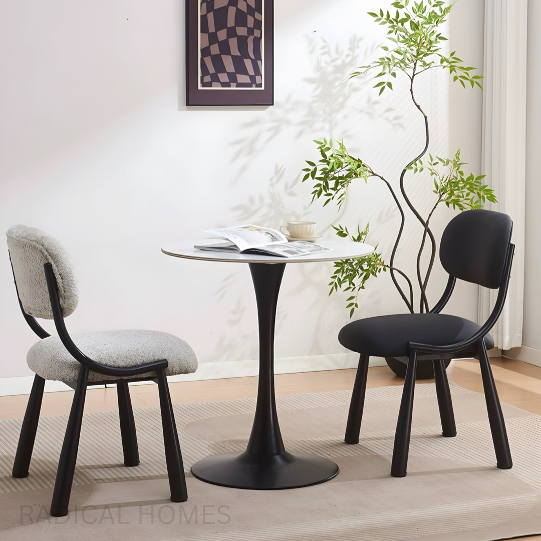 LENIIE Modern Boucle / Leather Dining Chair