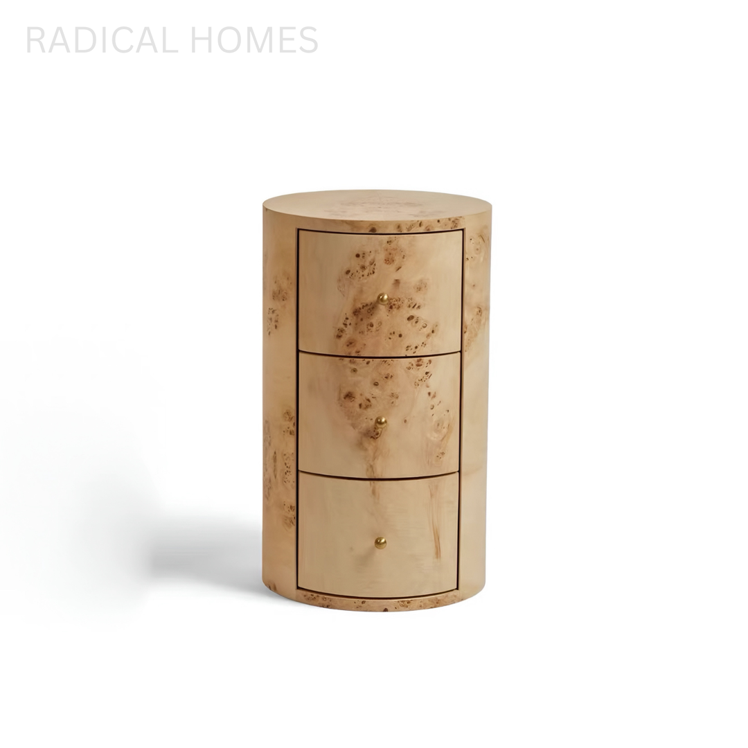 BELVINO Mappa Burl Bedside Table - Radical Homes Singapore