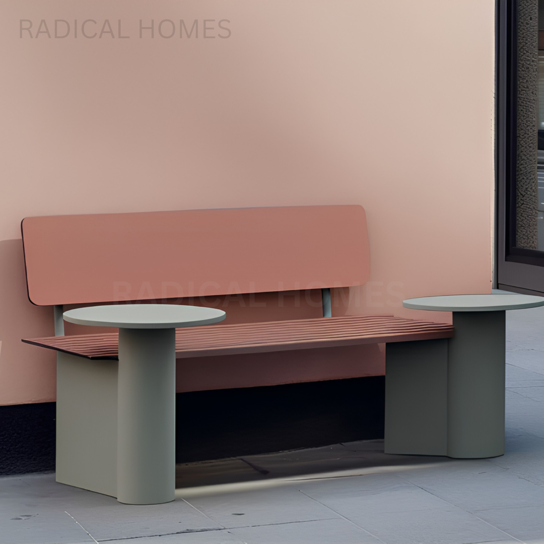 ORA Modern Outdoor Bench With Side Tables